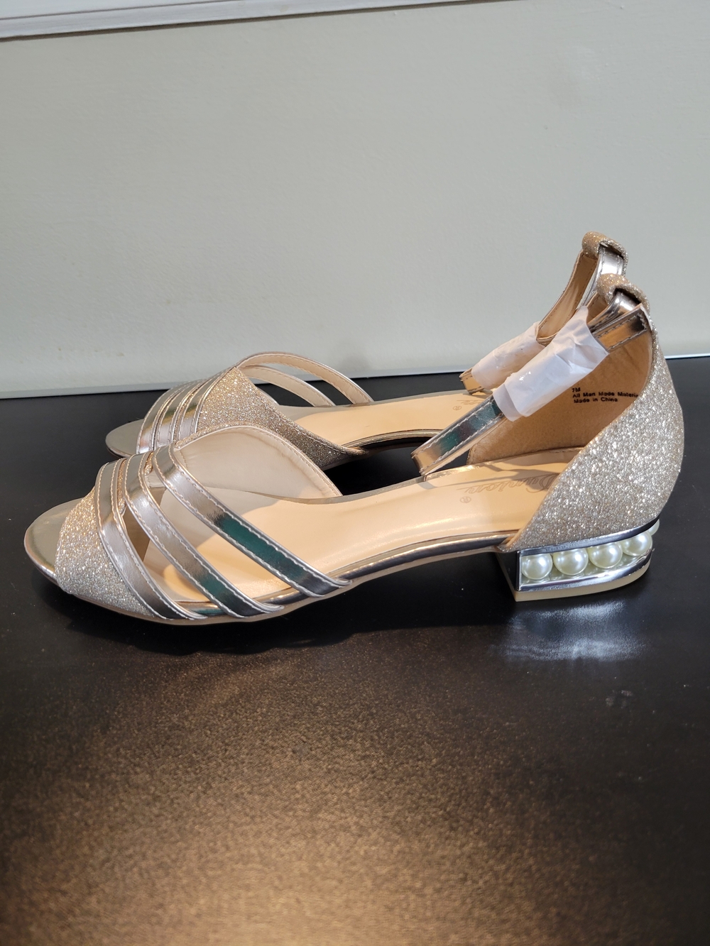 Glitter Gold Ankle-Strap Women’s Heels
